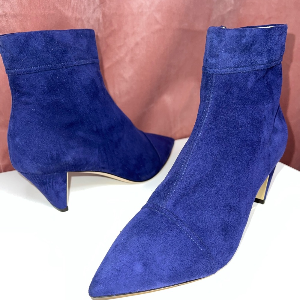 NEW Marion Parke 37 6.5/7 Suede Pointed Toe Ankle Boots Purple